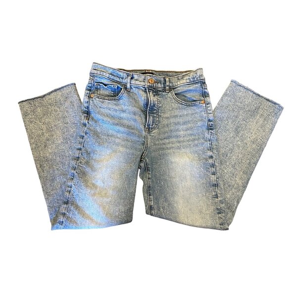 Express Light Wash High Rise Distressed Raw Hem Jeans 6R - Picture 1 of 7